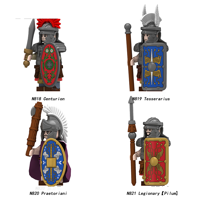 N819-821 Medieval Series Ancient Roman Heavy Infantry Minifigs Building Blocks Centurion Tesserarius Weapon Sword Shield Toys Boys