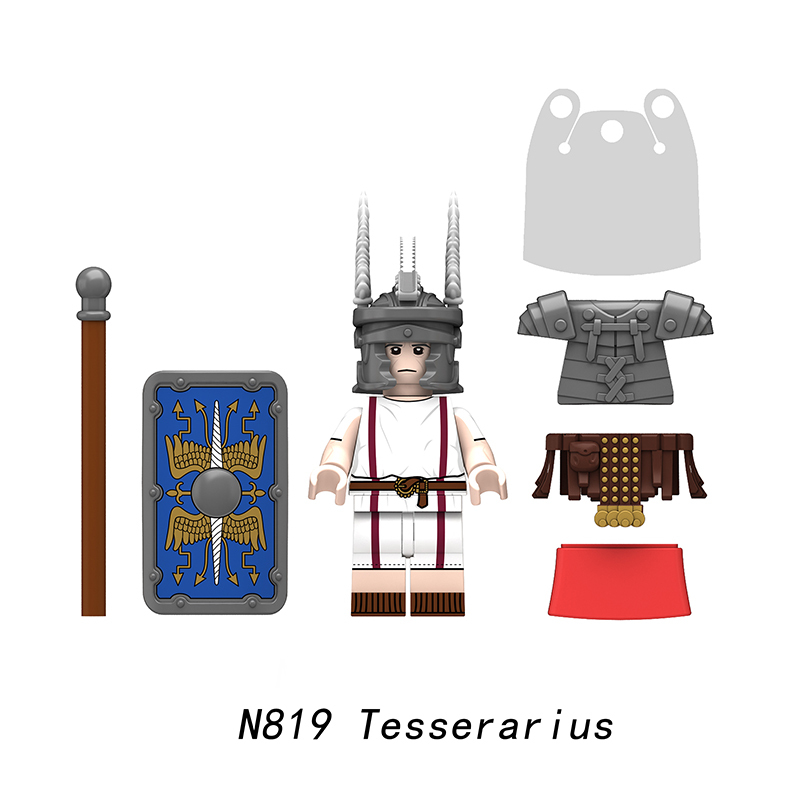 N819-821 Medieval Series Ancient Roman Heavy Infantry Minifigs Building Blocks Centurion Tesserarius Weapon Sword Shield Toys Boys