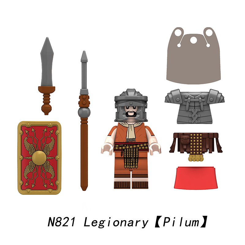 N819-821 Medieval Series Ancient Roman Heavy Infantry Minifigs Building Blocks Centurion Tesserarius Weapon Sword Shield Toys Boys