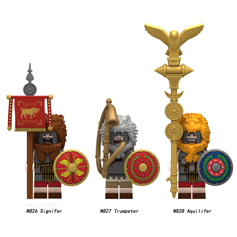 N819-821 Medieval Series Ancient Roman Heavy Infantry Minifigs Building Blocks Centurion Tesserarius Weapon Sword Shield Toys Boys
