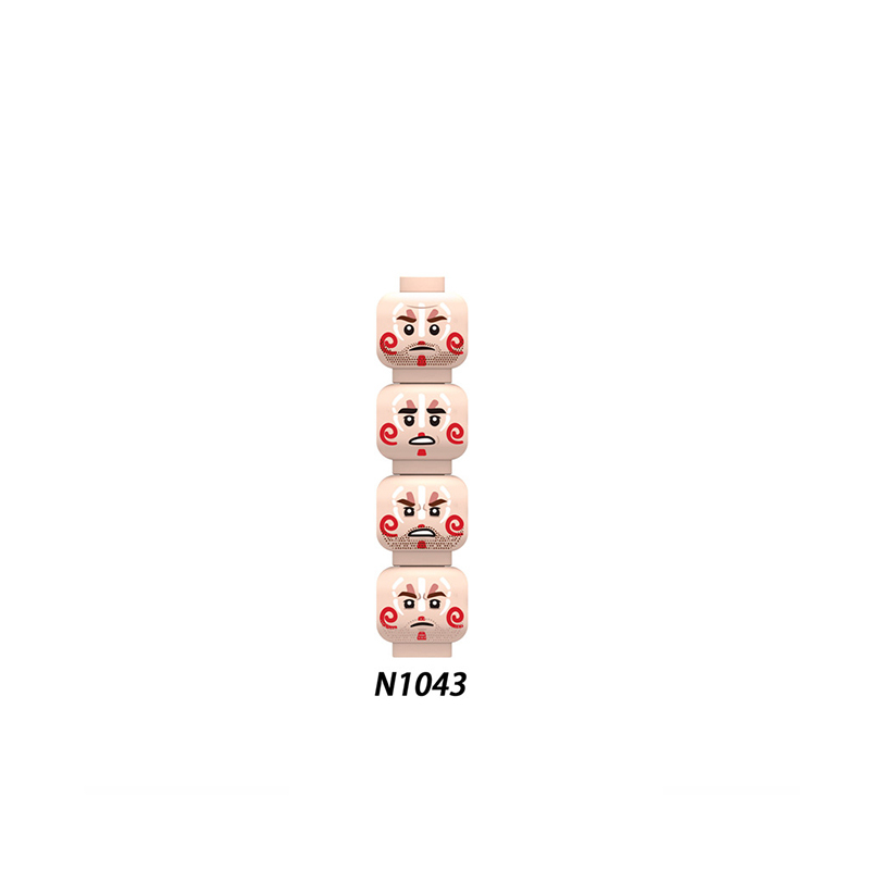 N1033-1036 MOC Figures Accessories Head Building Blocks Soldier Injured Expression Doctor City Hero Head Parts Mini Bricks Toys Kids Gifts