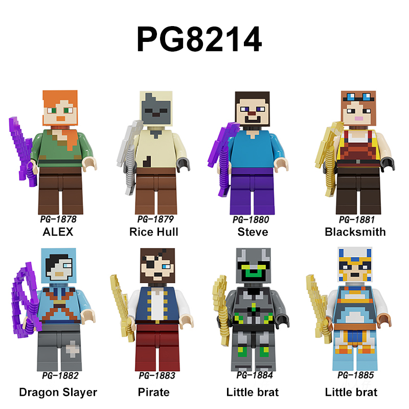 Cartoon Minecraft Steve Creeper Action Figures Bricks Kids Kits