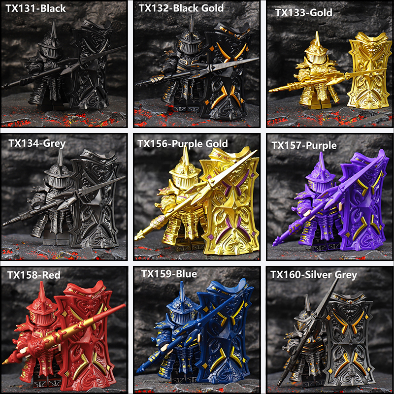 NL001 Medieval Heavy Armored Tower Knight Action Figures Silver Giant Building Blocks Demon's Souls Soldier Kids Toy Children