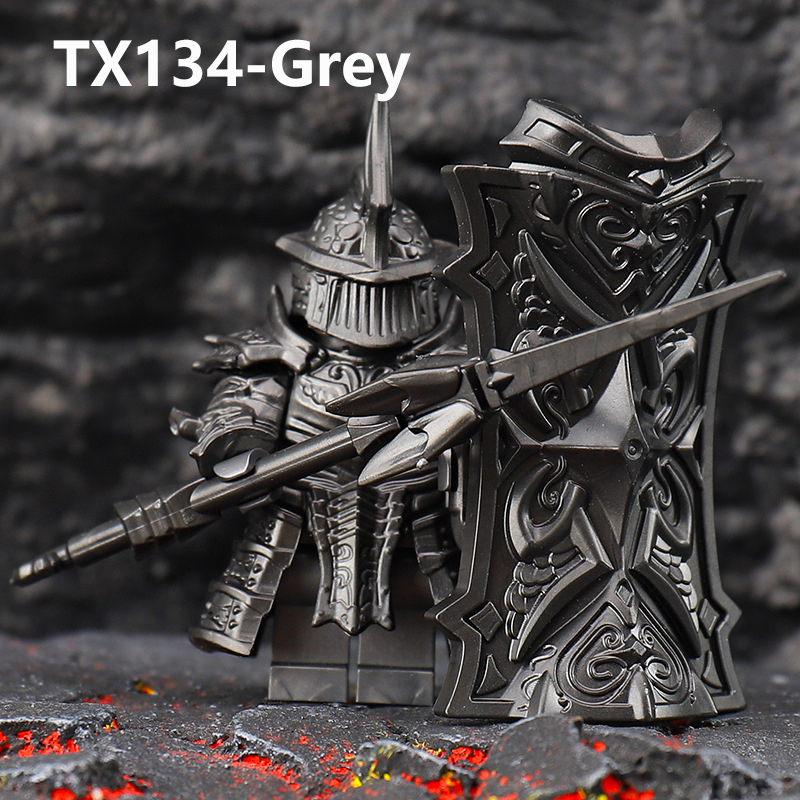 NL001 Medieval Heavy Armored Tower Knight Action Figures Silver Giant Building Blocks Demon's Souls Soldier Kids Toy Children