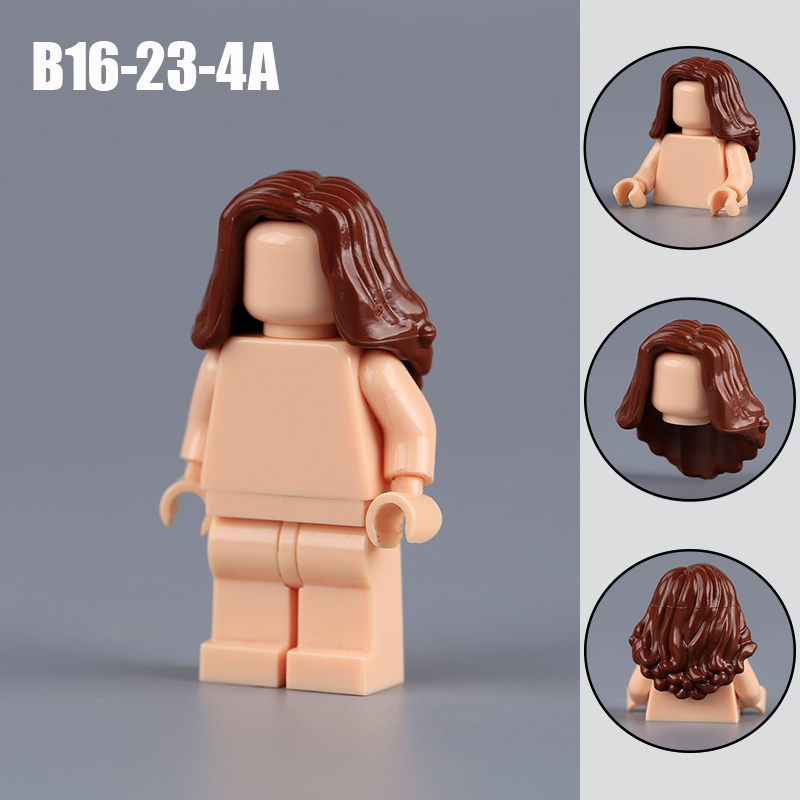 MOC City Hair Accessories Building Blocks Compatible Figure Body Parts Brown Black Blond Head DIY Bricks Toys Children Gift