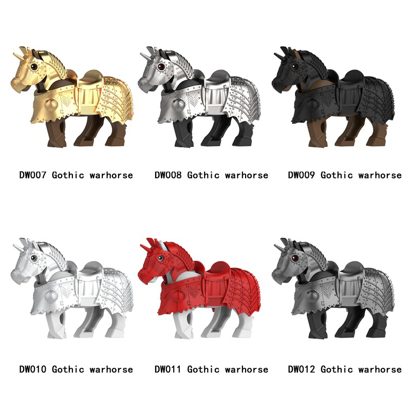 DW007-012 Medieval Series Gothic War Horse Building Blocks Army Soldiers Knight Infantry Sword Shield Helmet Boy Toys