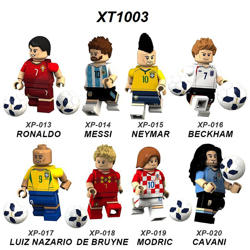 KT1003 World Cup Soccer Match Player Minifigs Building Blocks Football Athletes Messi Mbappé Ronaldo Compatible Gifts Children