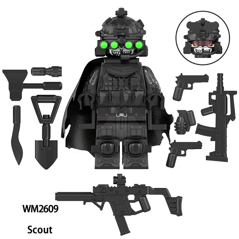 WM6169 Military Series Special Forces Action Figures Scout Commander Commando Building Blocks Weapon Children Gifts Toys Boy