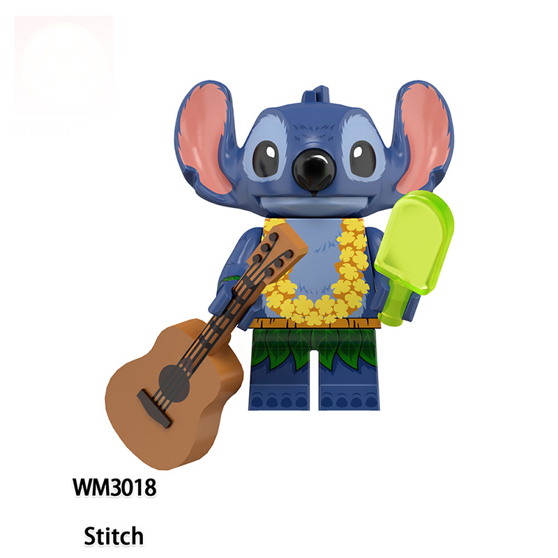 KDL839 Blue Stitch Pink Angie Cartoon Movie Series Anime Action Figure Building Blocks Toys Model Children Birthday Gifts TP165 TP166