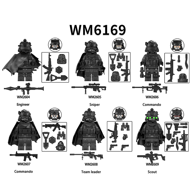 WM6169 Military Series Special Forces Action Figures Scout Commander Commando Building Blocks Weapon Children Gifts Toys Boy