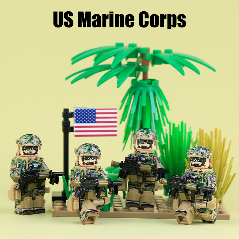 WW2 German KSK Special Forces Army Minifigs Building Blocks Military Gun Flags Heavy Weapon Gun Helmet Vest Toys Boys Gifts