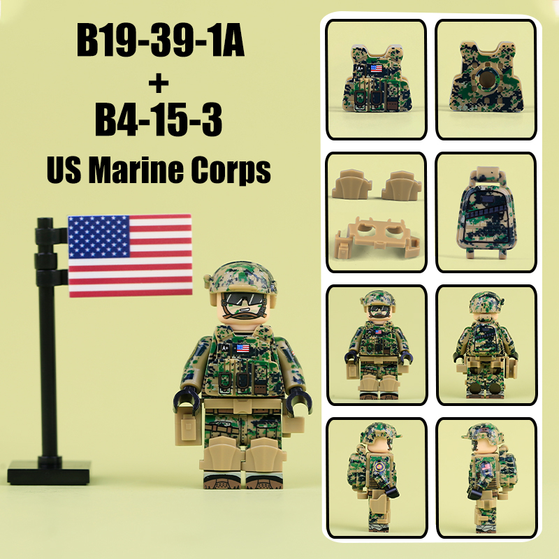 WW2 German KSK Special Forces Army Minifigs Building Blocks Military Gun Flags Heavy Weapon Gun Helmet Vest Toys Boys Gifts