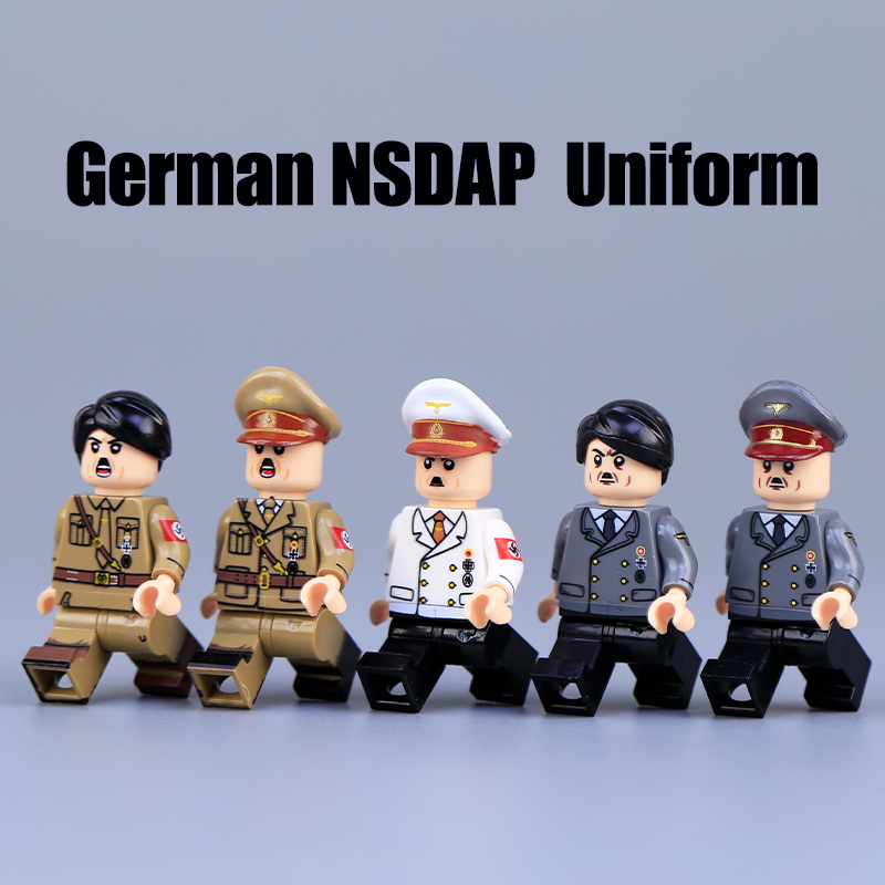 WW2 German Nazi Party Hitler Minifigs Building Blocks War Army Soldiers Weapon Military Gun Accessoories Toys Boys Gifts MT001