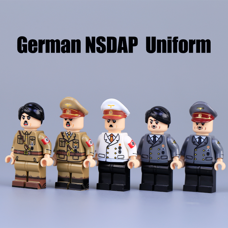 WW2 German Nazi Party Hitler Minifigs Building Blocks War Army Soldiers Weapon Military Gun Accessoories Toys Boys Gifts MT001