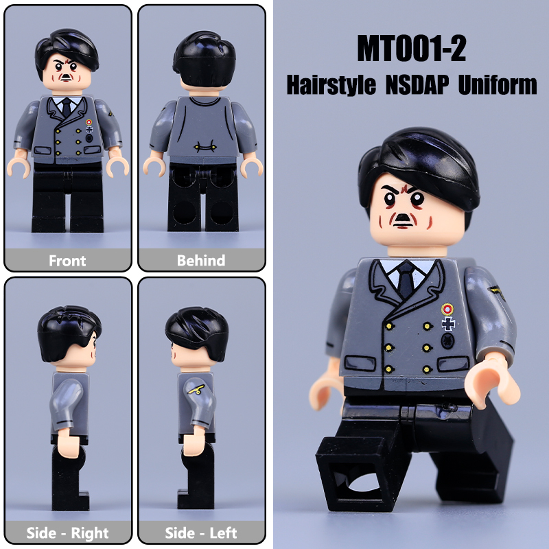 WW2 German Nazi Party Hitler Minifigs Building Blocks War Army Soldiers Weapon Military Gun Accessoories Toys Boys Gifts MT001