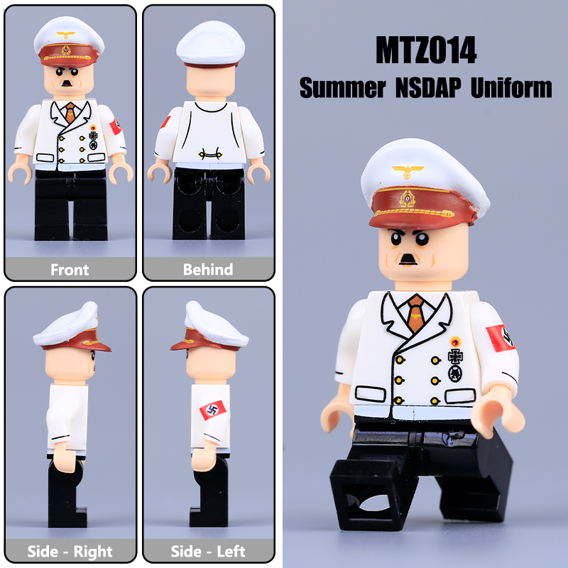 WW2 German Nazi Party Hitler Minifigs Building Blocks War Army Soldiers Weapon Military Gun Accessoories Toys Boys Gifts MT001