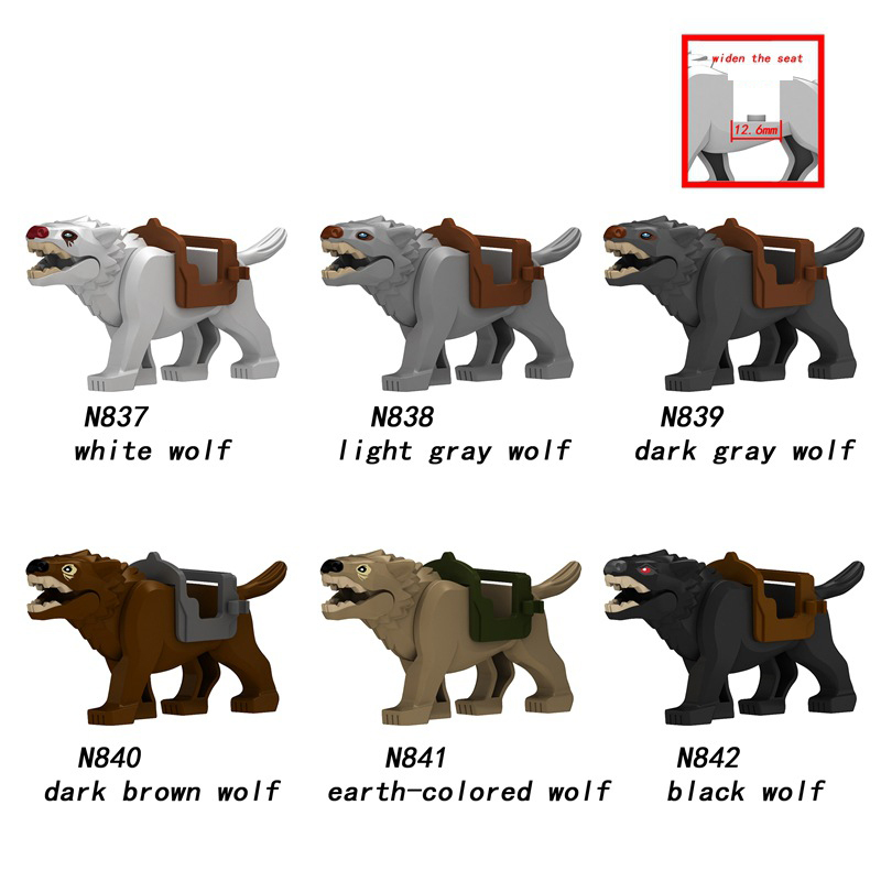 Lord Of The Rings Series Black Wolf Minifigs Building Blocks Animal Mount Weapon Helmet Gun Monster Army Compatible Toys Boys