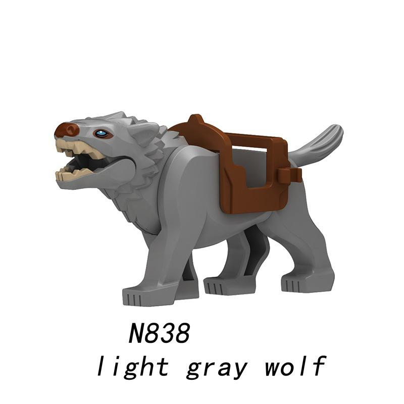 Lord Of The Rings Series Black Wolf Minifigs Building Blocks Animal Mount Weapon Helmet Gun Monster Army Compatible Toys Boys