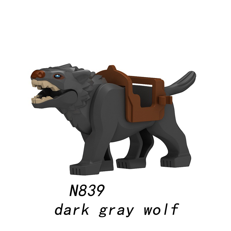 Lord Of The Rings Series Black Wolf Minifigs Building Blocks Animal Mount Weapon Helmet Gun Monster Army Compatible Toys Boys