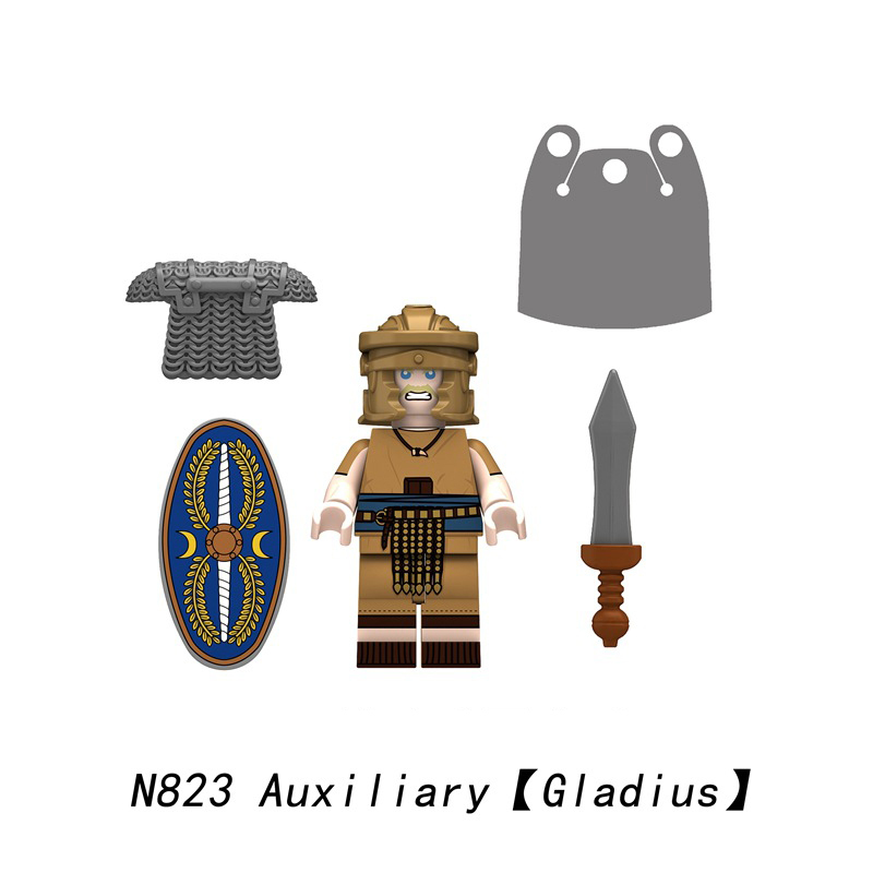 N826-828 Medieval Series Ancient Roman Heavy Infantry Minifigs Building Blocks Signifer Trumpeter Aquilifer Weapon Sword Shield Toys Boys