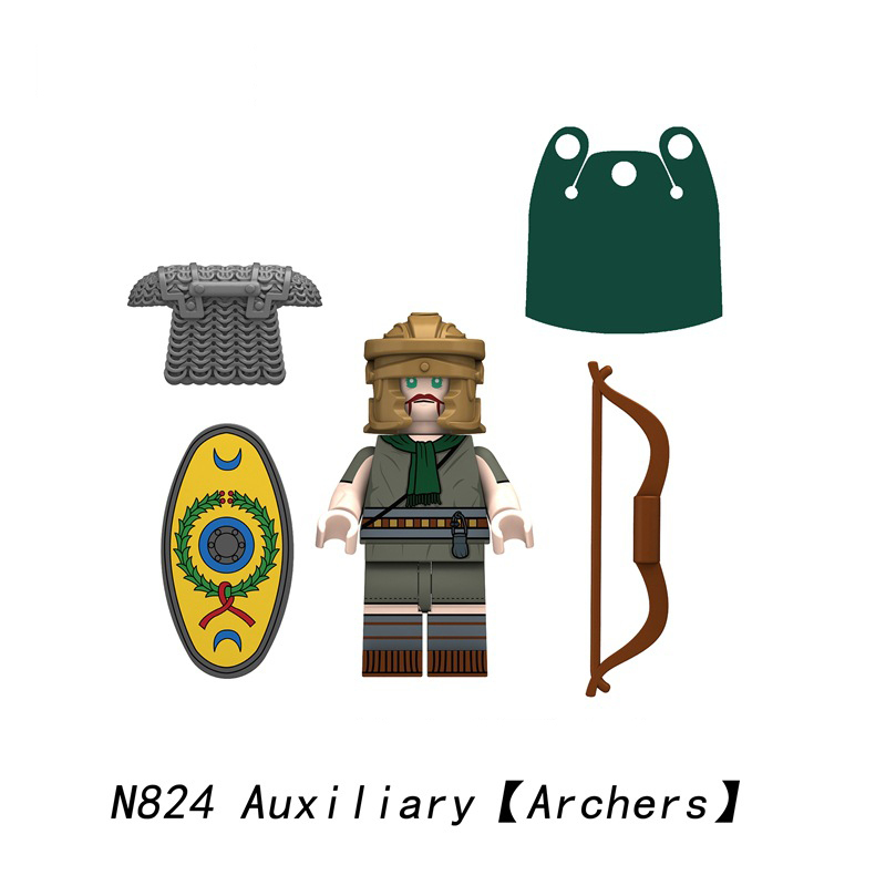 N826-828 Medieval Series Ancient Roman Heavy Infantry Minifigs Building Blocks Signifer Trumpeter Aquilifer Weapon Sword Shield Toys Boys