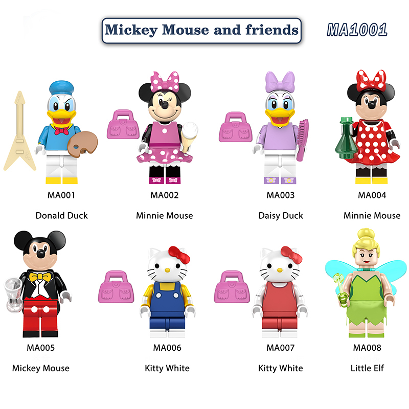 M1003 Disney Cartoon Minifigs Stitch Building Blocks Minnie Mouse Mickey Mouse Tang Duck Model Chillderen Toys Education Gifts