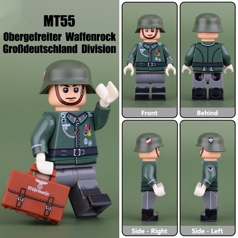 MT52-55 Helfer WW2 Military Soliders Action Figures German Gefreiter Waffenrock Building Blocks Boatswain Coastal Artillery Gifts WW1