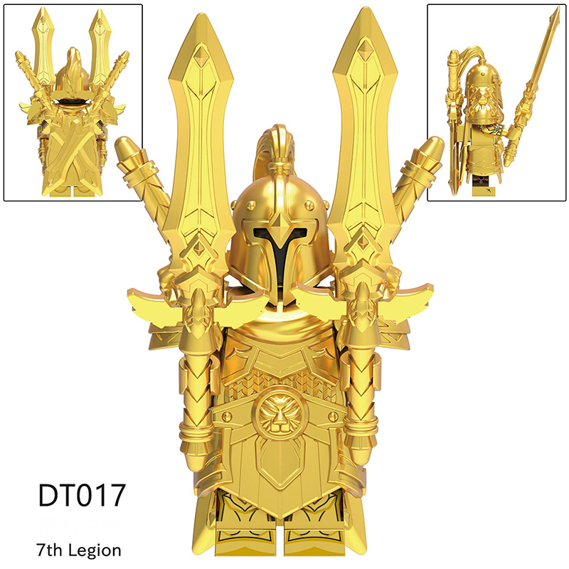 DT017 Medieval Knight Soldier Minifigs The 7th Legion Golden Weapon War Building Blocks Storm City Toy Kids Gift
