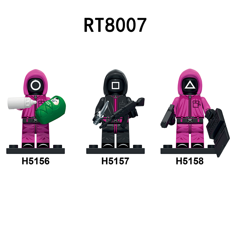 RT8004 Squid Game Action Figures Block Manager Minifigs Movies Action Figures Cheng Qixun Building Blocks Triangle Punisher KidsGifts Boys