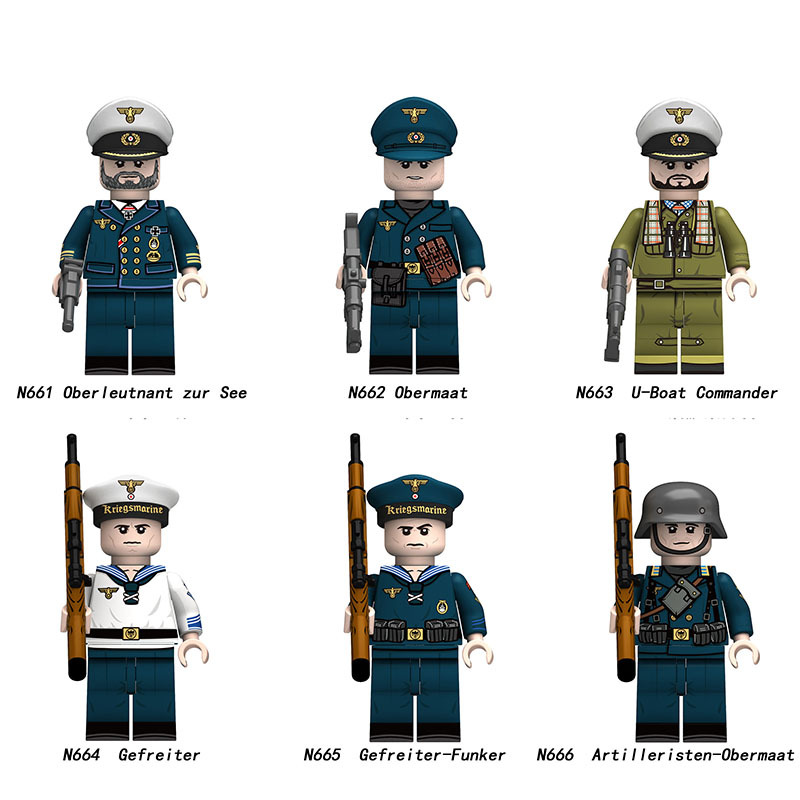 N612 German Air Force Field Division Camouflage G43 Soldiers Action Figures Luftwaffe Army Building Blocks Weapons Gun Toys Boys N609-612