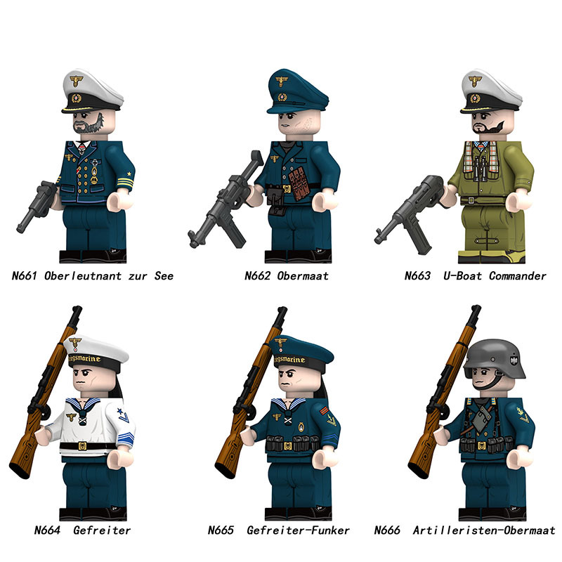 N612 German Air Force Field Division Camouflage G43 Soldiers Action Figures Luftwaffe Army Building Blocks Weapons Gun Toys Boys N609-612