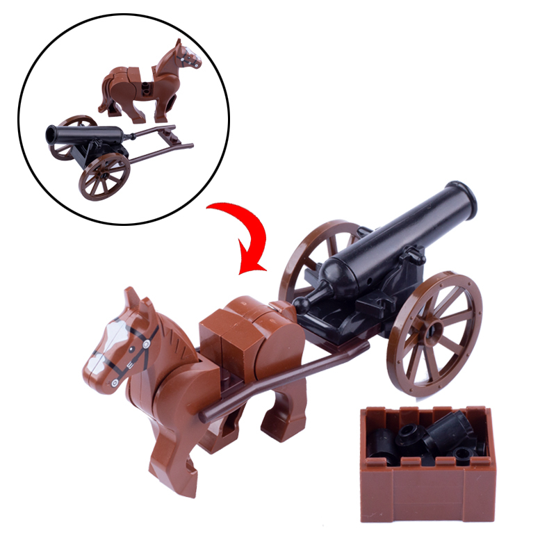 MOC Medieval Soldiers Minifigures Artillery Building Blocks Cannon Qing Dynasty Army Military Weapon Parts Bricks Model Toys