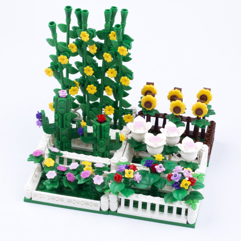 MOC City Plants Minifigures Flower Bed Building Blocks Tulips Sunflower Rose Bouquet DIY Figures Accessories Bricks Model Toys