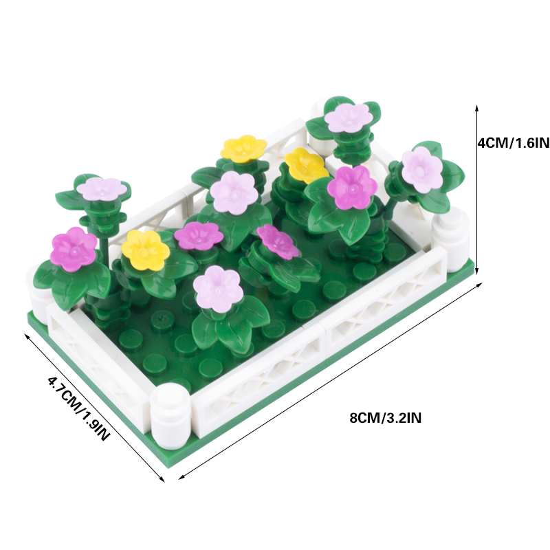 MOC City Plants Minifigures Flower Bed Building Blocks Tulips Sunflower Rose Bouquet DIY Figures Accessories Bricks Model Toys