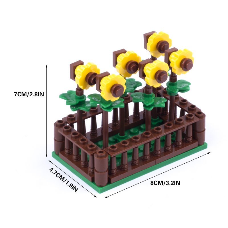 MOC City Plants Minifigures Flower Bed Building Blocks Tulips Sunflower Rose Bouquet DIY Figures Accessories Bricks Model Toys