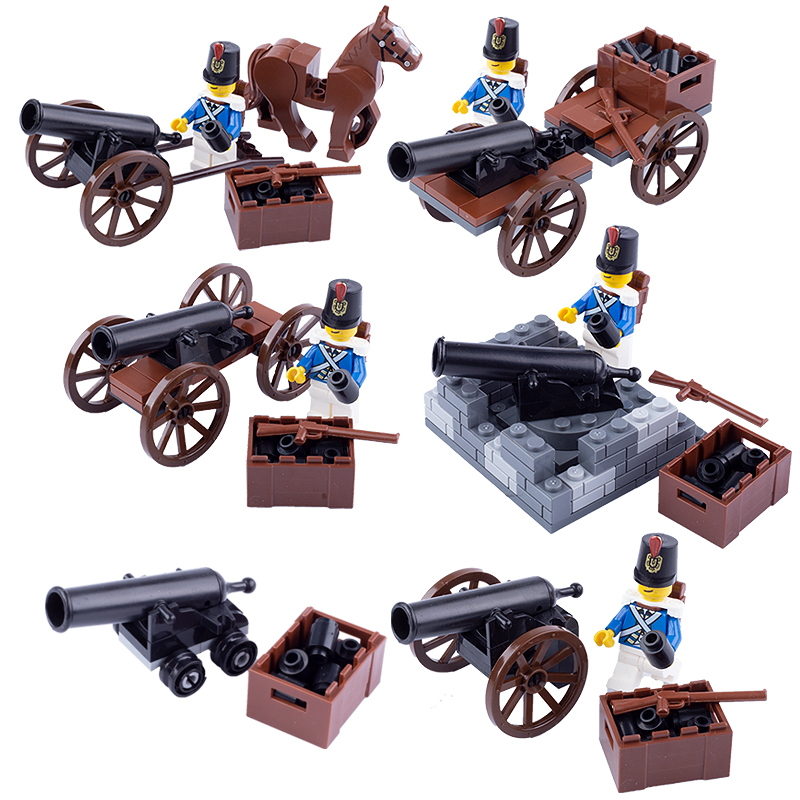MOC Medieval Soldiers Minifigures Artillery Building Blocks Cannon Qing Dynasty Army Military Weapon Parts Bricks Model Toys