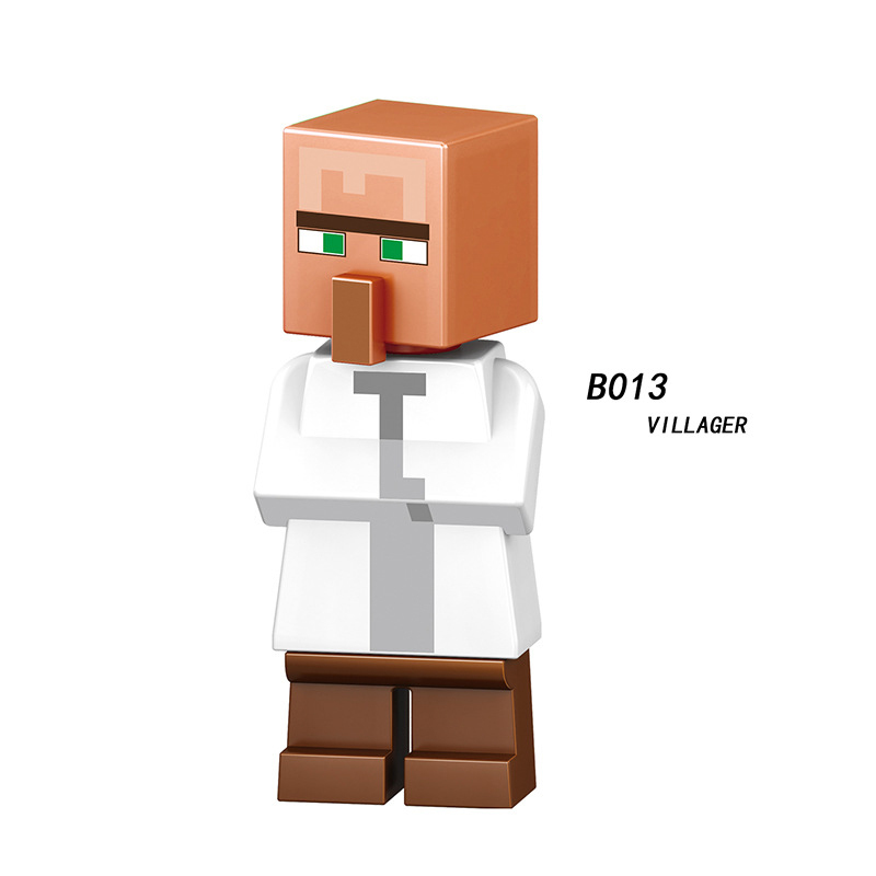 B009-016 Mini World Minecraft Minifigures Building Blocks Bolt Creeper Snow Golem Wither Skeleton Witch Zombie Villager Action Mini Figures Assemble MOC DIY Weapon Game Bricks Educational Toys Gift for Children Boys Kids
