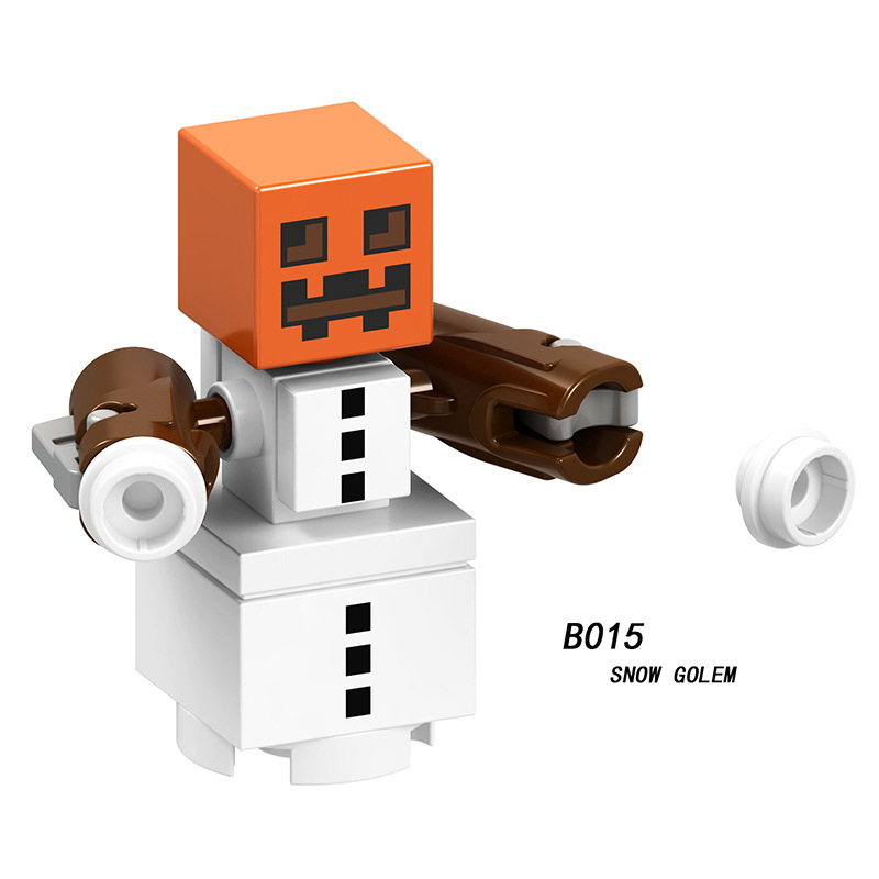 B009-016 Mini World Minecraft Minifigures Building Blocks Bolt Creeper Snow Golem Wither Skeleton Witch Zombie Villager Action Mini Figures Assemble MOC DIY Weapon Game Bricks Educational Toys Gift for Children Boys Kids