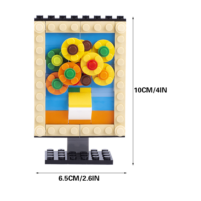 MOC World Famous Paintings Building Blocks Mona Lisa Minifigures Vinci Van Gogh Masterpiece Sunflower Brick Model Toys For Kids