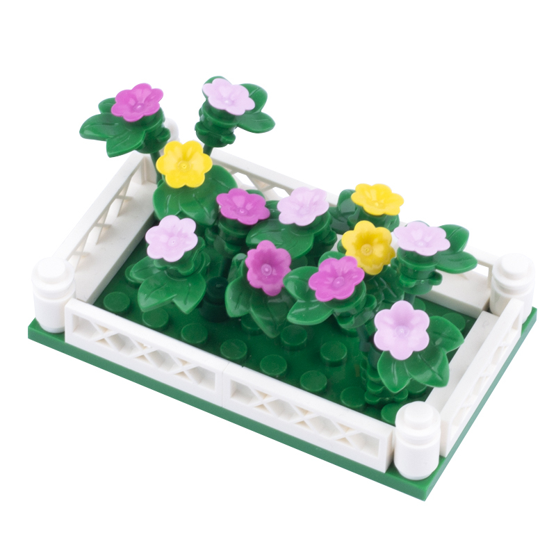 MOC City Plants Minifigures Flower Bed Building Blocks Tulips Sunflower Rose Bouquet DIY Figures Accessories Bricks Model Toys