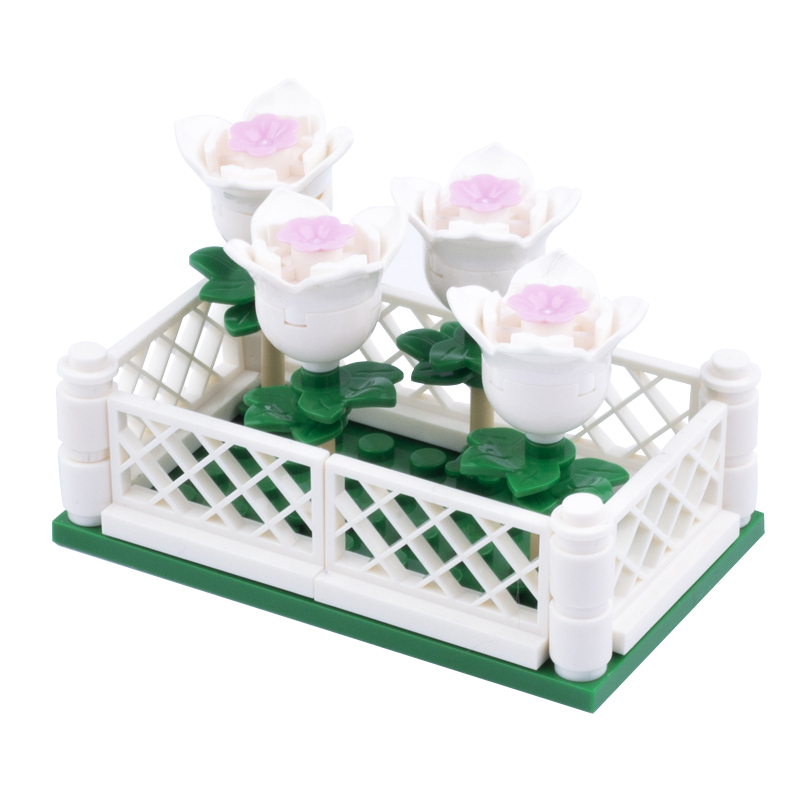 MOC City Plants Minifigures Flower Bed Building Blocks Tulips Sunflower Rose Bouquet DIY Figures Accessories Bricks Model Toys