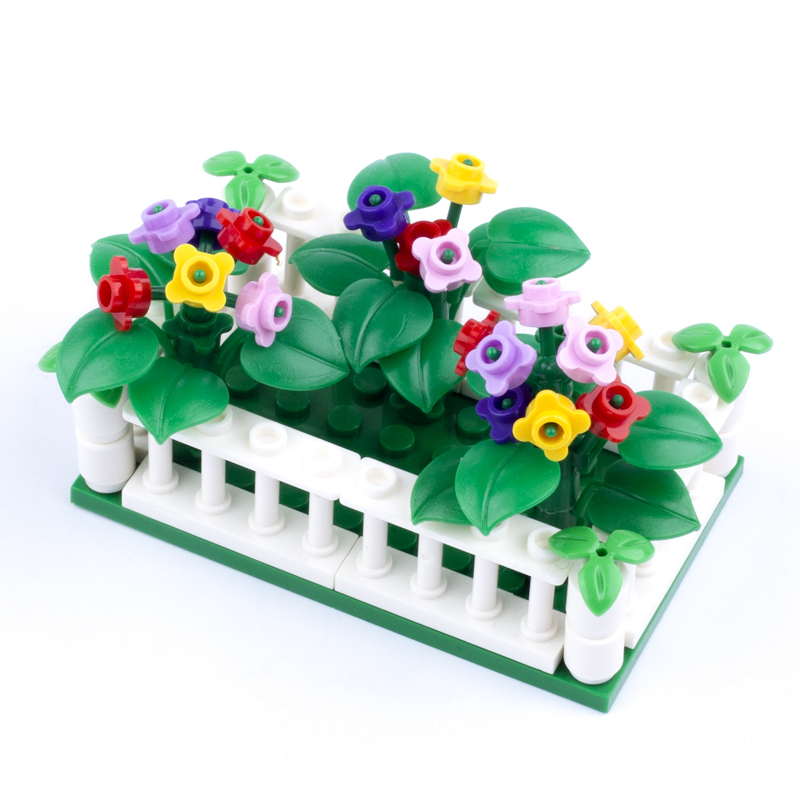 MOC City Plants Minifigures Flower Bed Building Blocks Tulips Sunflower Rose Bouquet DIY Figures Accessories Bricks Model Toys