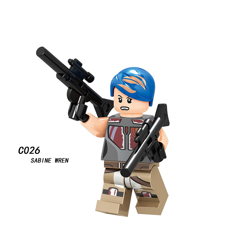 C023-030 Star Wars Minifigures Building Blocks Rey Skywalker First Order Official Sabine Wren Ahsoka Tano Kit Fisto Stormtrooper Action Mini Figures Assemble MOC DIY Weapon Game Bricks Educational Toys Gift for Children Boys Kids