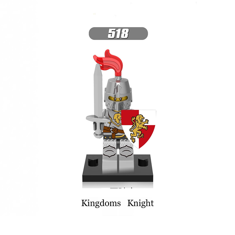 X0148 Medieval Military Soldiers Minifigures Set Building Blocks Dragon Knight Kingdom Knight Frightening Knight Heroic Knight Action Mini Figures Weapon Helmet Shield Armor Sword Assemble MOC Accessories Bricks Toys Children