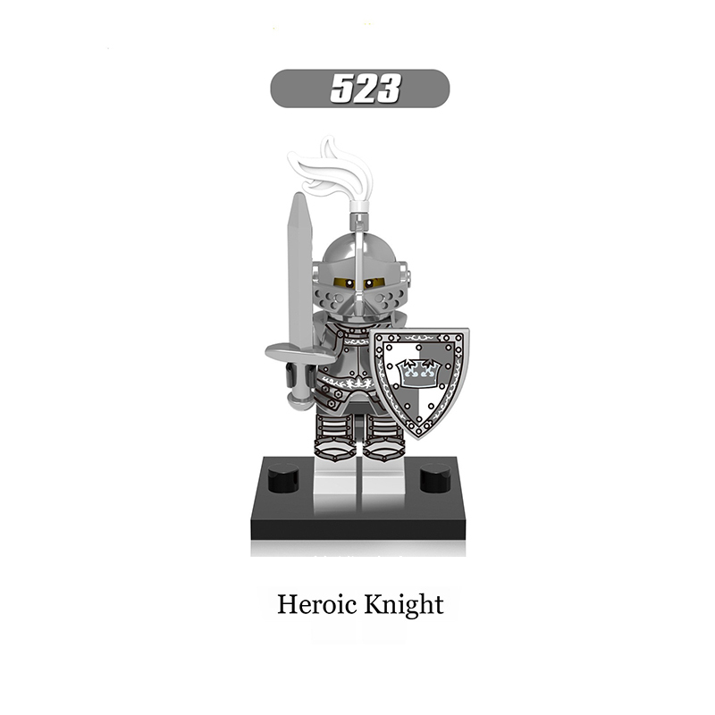X0148 Medieval Military Soldiers Minifigures Set Building Blocks Dragon Knight Kingdom Knight Frightening Knight Heroic Knight Action Mini Figures Weapon Helmet Shield Armor Sword Assemble MOC Accessories Bricks Toys Children