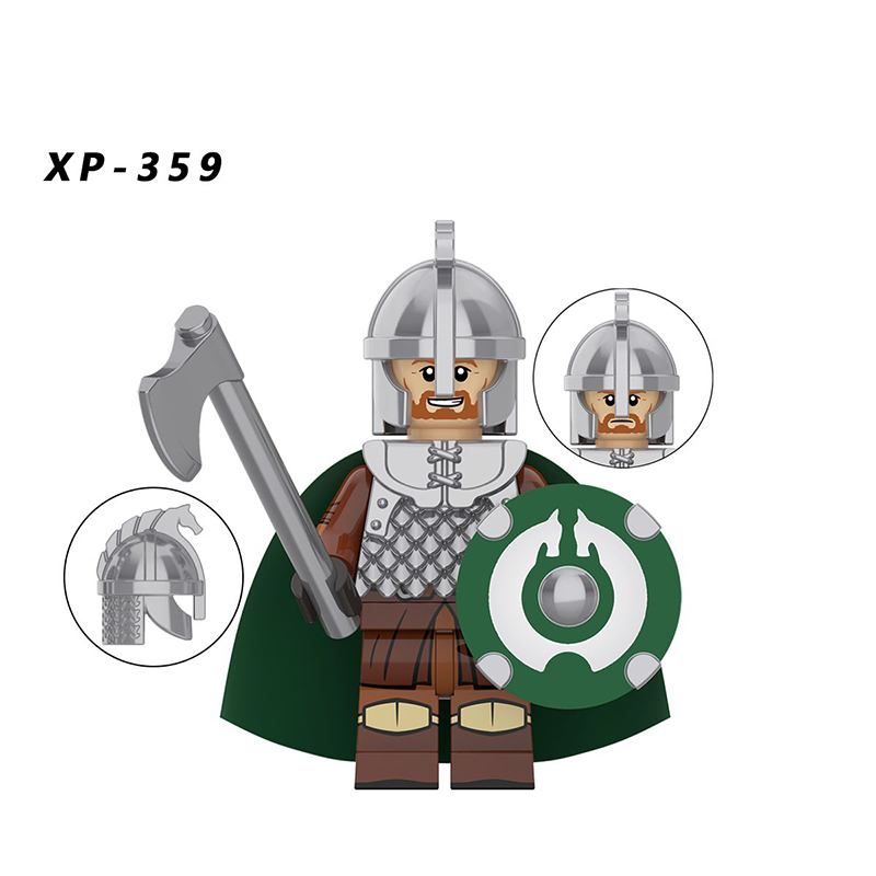 KT1046 Medieval Military Soldiers Minifigures Building Blocks Set Archer Guard of the Rohan Cavalry Royal Family Arrow Knight Warrior Mini Figures Weapon Helmet Shield Armor Sword Assemble DIY MOC Accessories Bricks Educational Toys Gift for Children