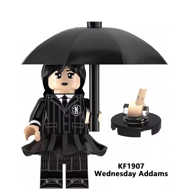 WM2474 WM2475 Netflix US TV Series Wednesday Addams Minifigs Building Blocks Umbrella Mini Action Figure Character Accessories Toys Gifts Kids