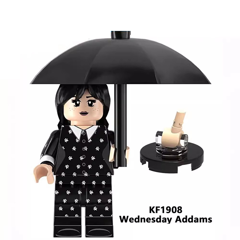 WM2474 WM2475 Netflix US TV Series Wednesday Addams Minifigs Building Blocks Umbrella Mini Action Figure Character Accessories Toys Gifts Kids