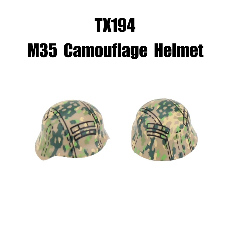 Military WWII MOC Hat Helmet Building Block German M35 steel helmet Soldier Figure Camouflage Accessories Brick Toy Gift WW2