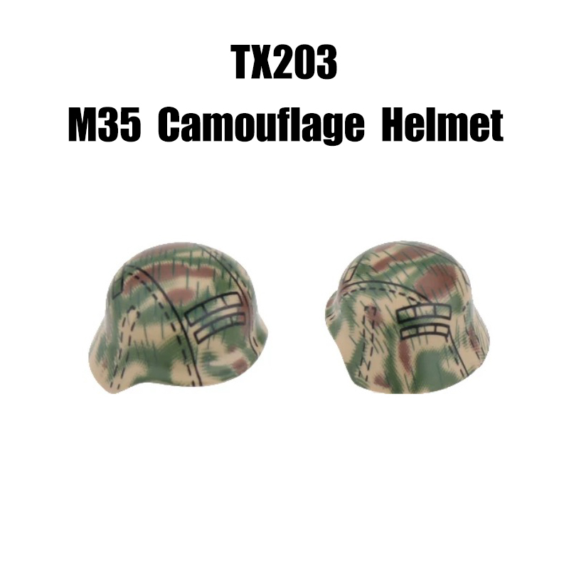 Military WWII MOC Hat Helmet Building Block German M35 steel helmet Soldier Figure Camouflage Accessories Brick Toy Gift WW2